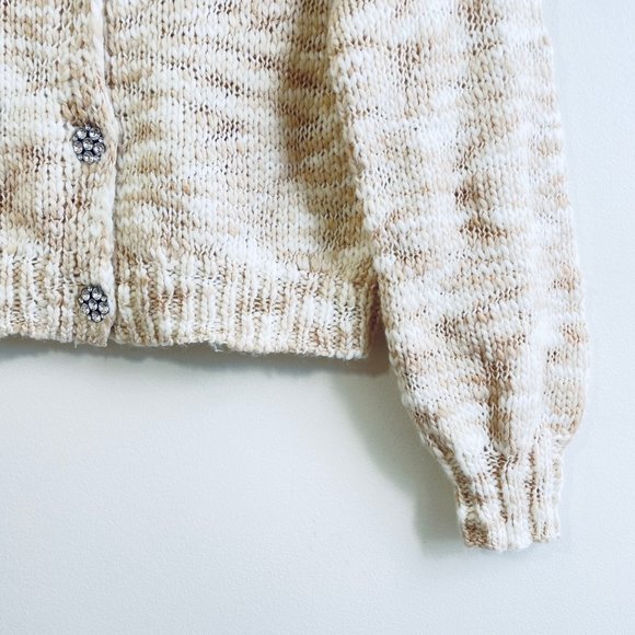 Wild Fable Large Cream Women's Rhinestone Button Front Cropped V-Neck Cardigan - Picture 8 of 13